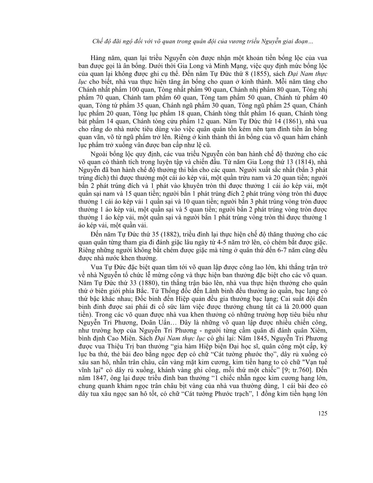 Chế độ đãi ngộ đối với võ quan trong quân đội của vương triều Nguyễn giai đoạn 1802-1884 trang 6