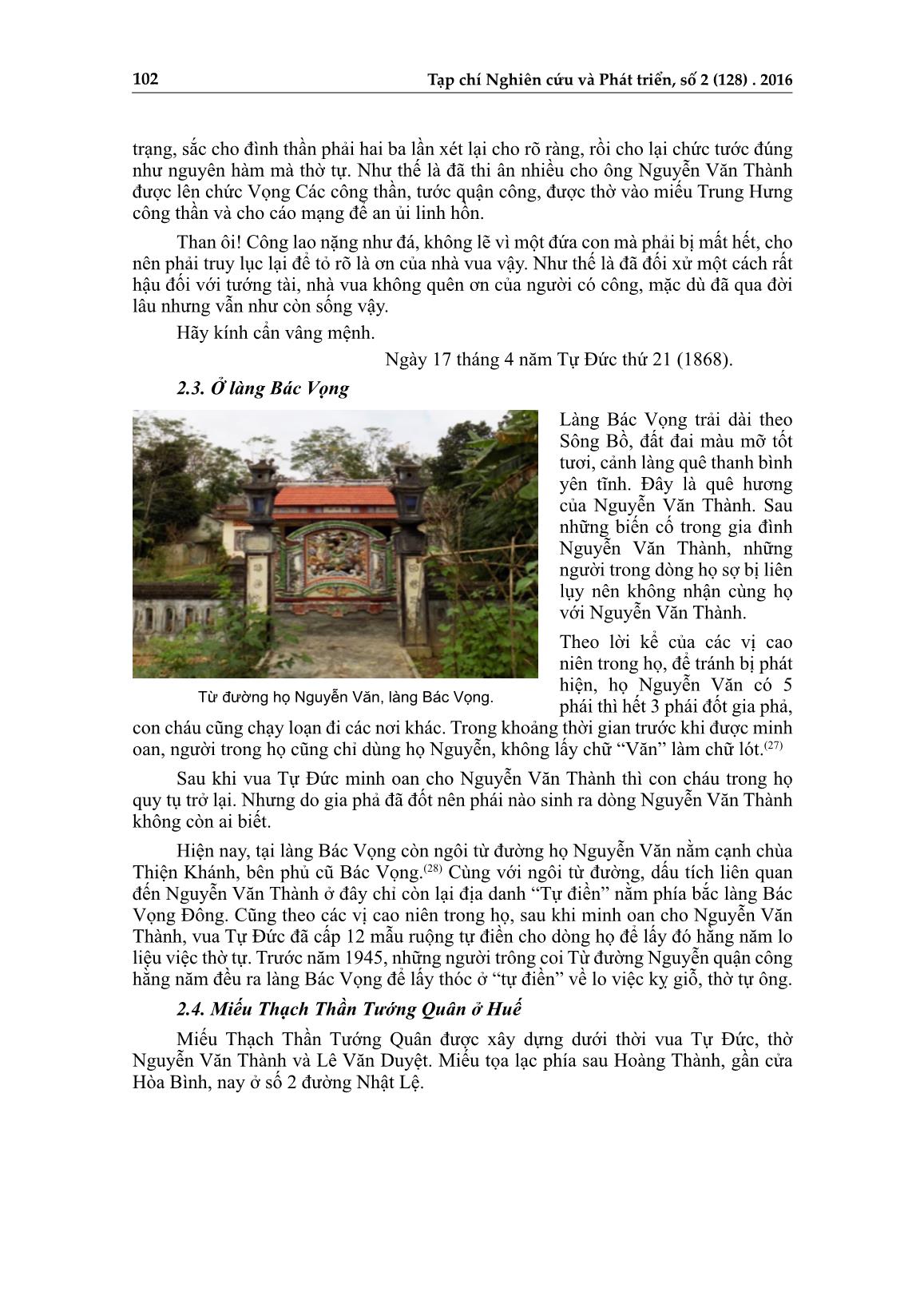 Dấu tích danh nhân Nguyễn Văn Thành trên đất Thừa Thiên Huế trang 8