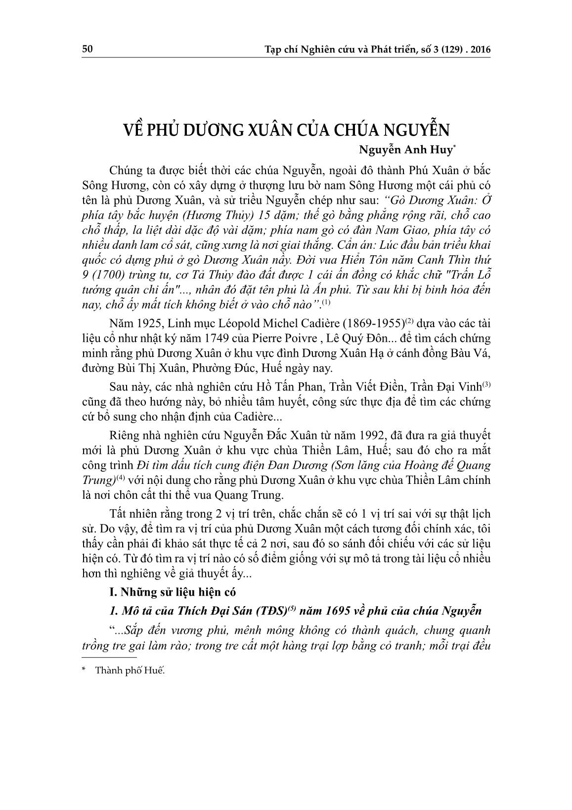 Về phủ Dương Xuân của chúa Nguyễn trang 1