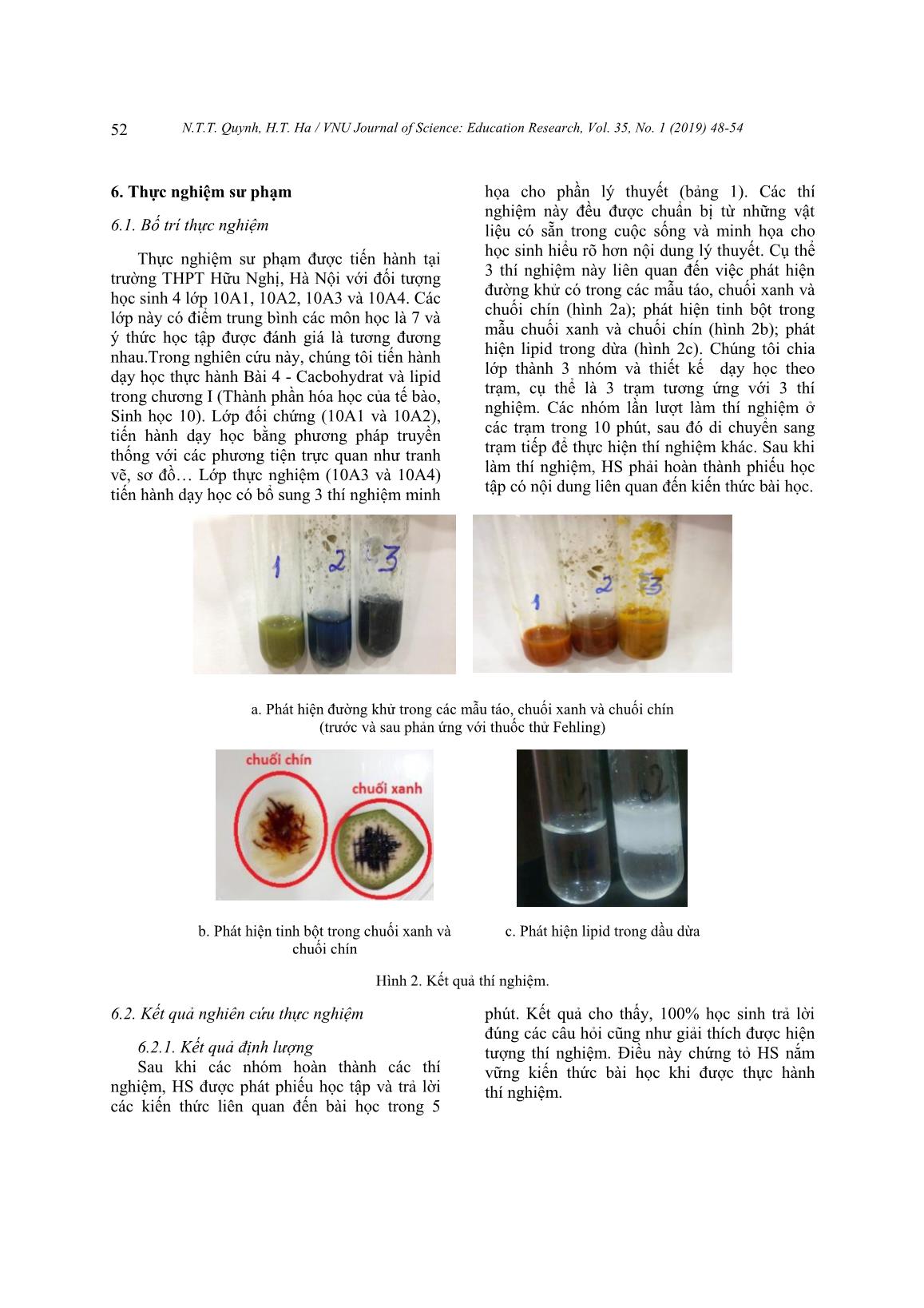 Thiết kế thí nghiệm trong dạy học chương I - Thành phần hóa học của tế bào, Sinh học 10 trang 5