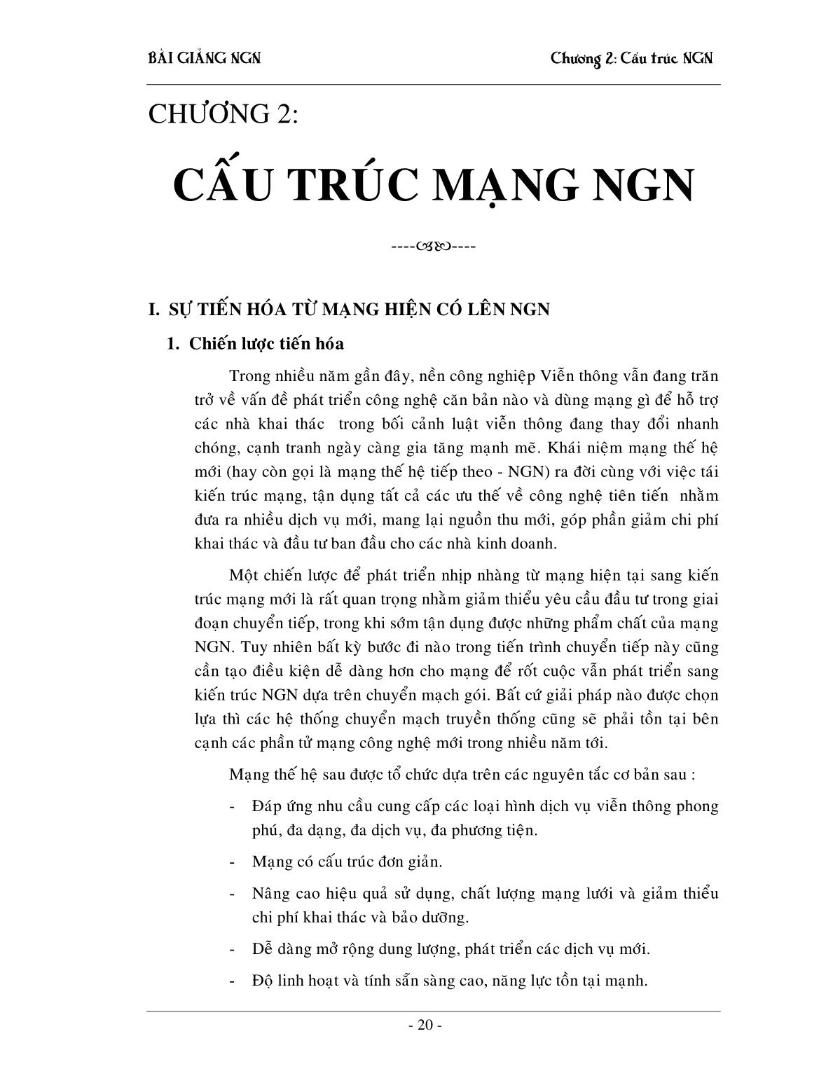 Bài giảng NGN - Chương 2: Cấu trúc mạng NGN trang 1