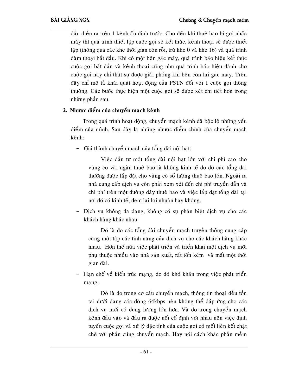 Bài giảng NGN - Chương 3: Chuyển mạch mềm Softswitching trang 3