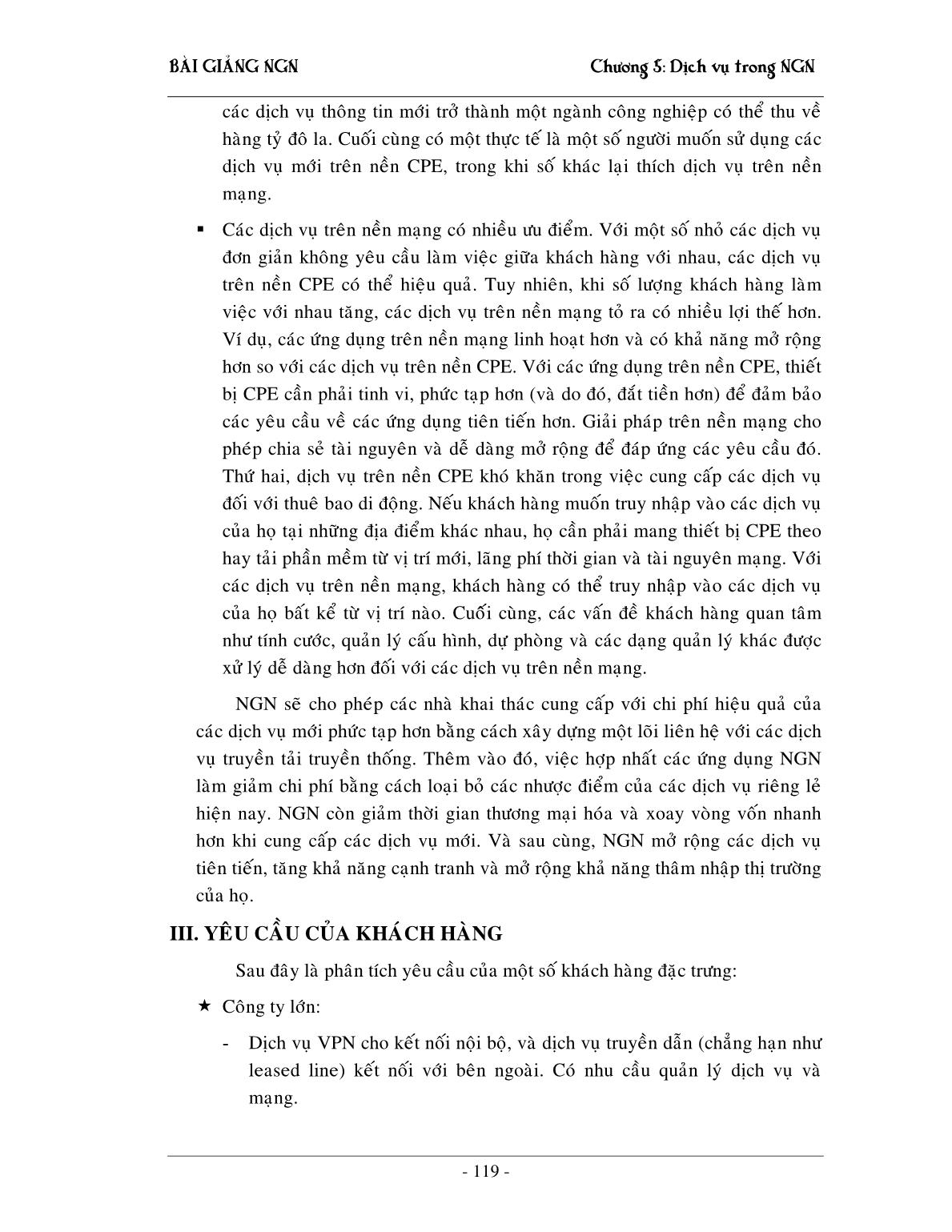 Bài giảng NGN - Chương 5: Dịch vụ trong mạng NGN trang 4