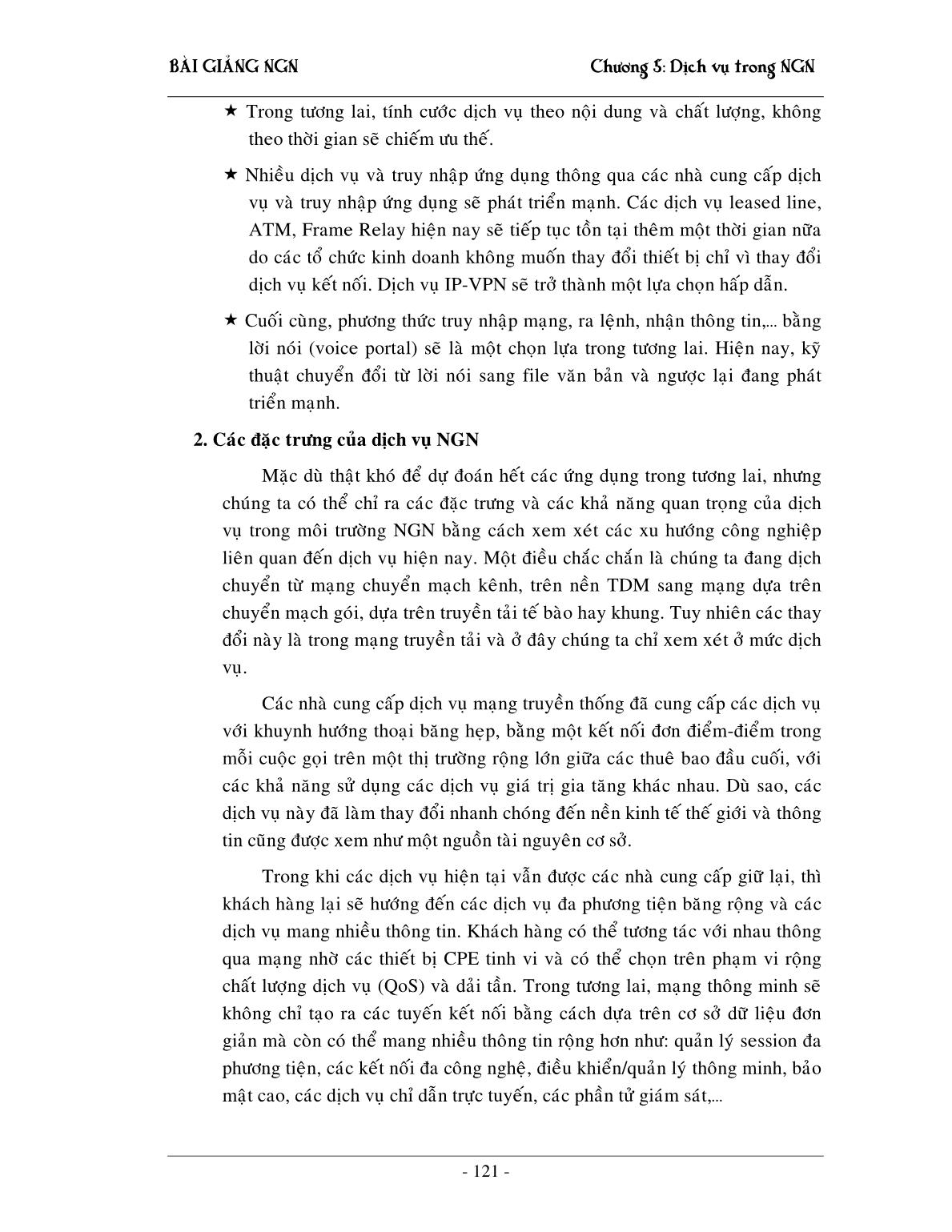Bài giảng NGN - Chương 5: Dịch vụ trong mạng NGN trang 6