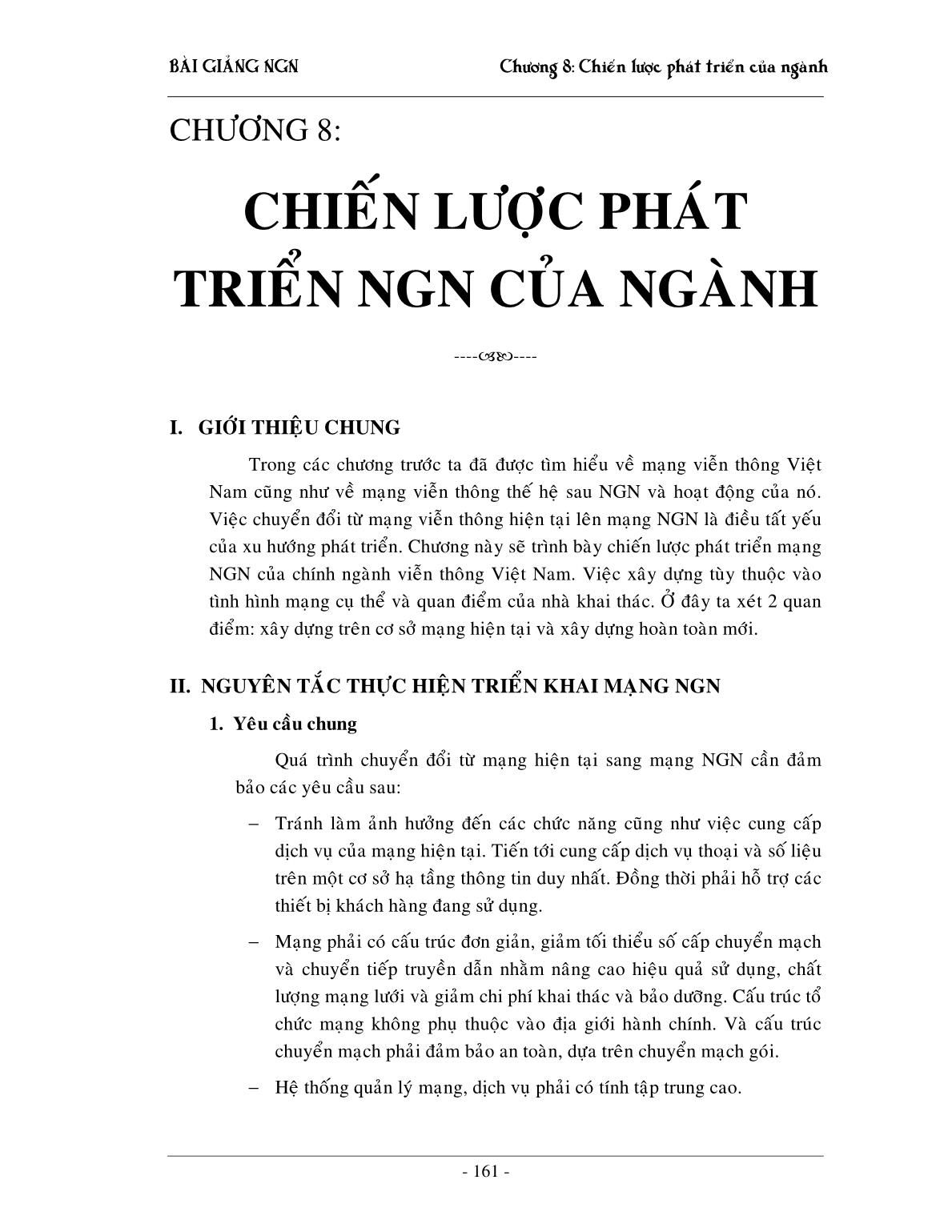 Bài giảng NGN - Chương 8: Chiến lược phát triển NGN của ngành trang 1