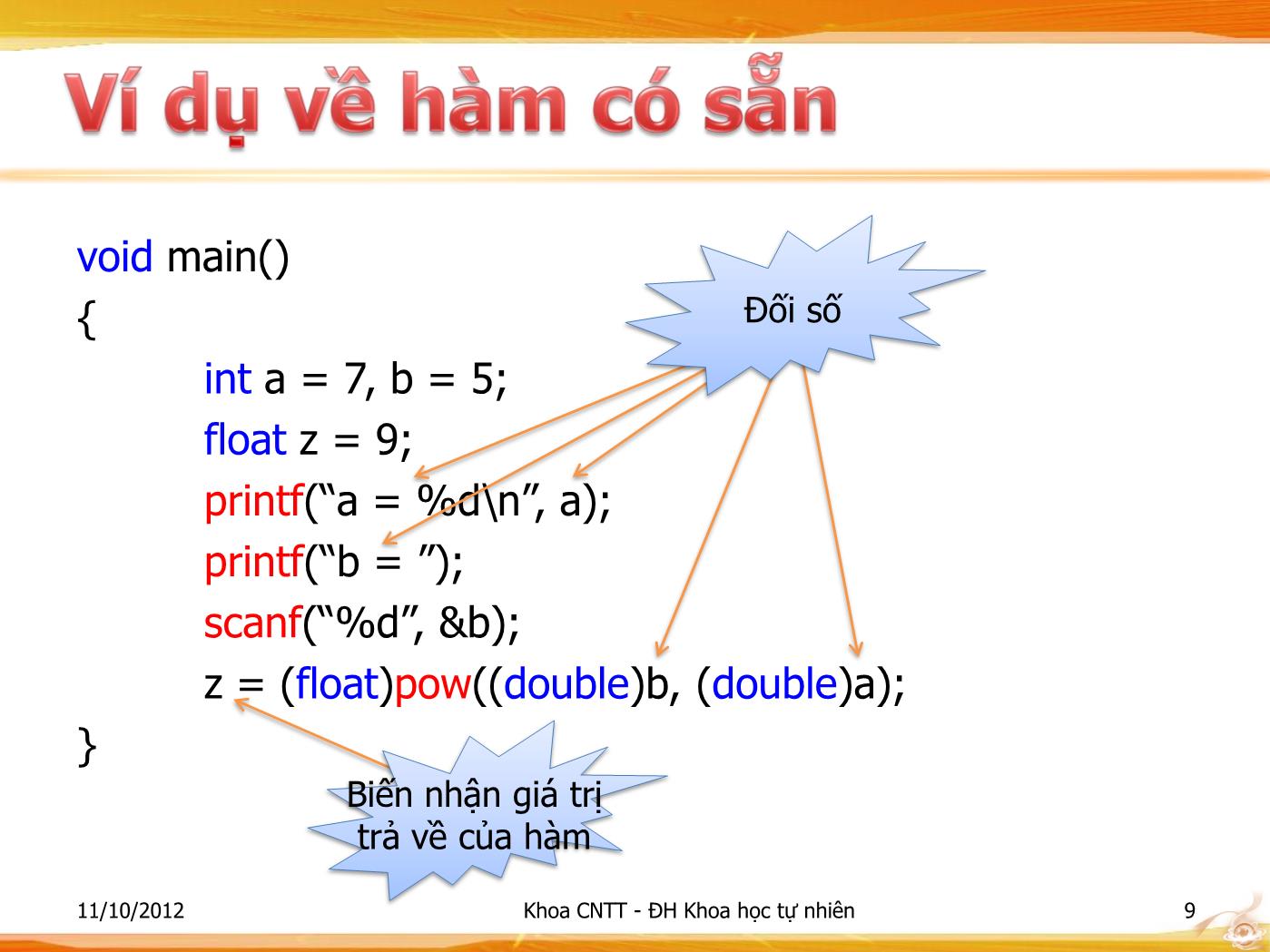 Bài giảng Lập trình - Bài:Hàm & kỹ thuật tổ chức chương trình - Phạm Minh Tuấn trang 9