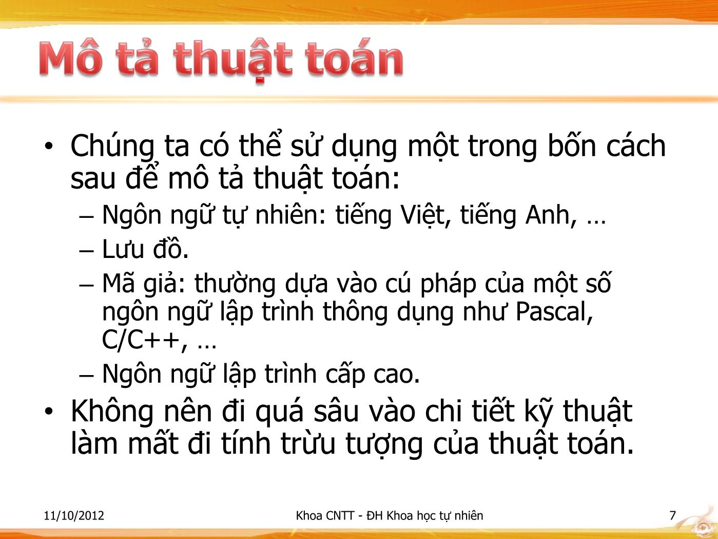 Bài giảng Lập trình - Bài: Giới thiệu về thuật toán - Phạm Minh Tuấn trang 7