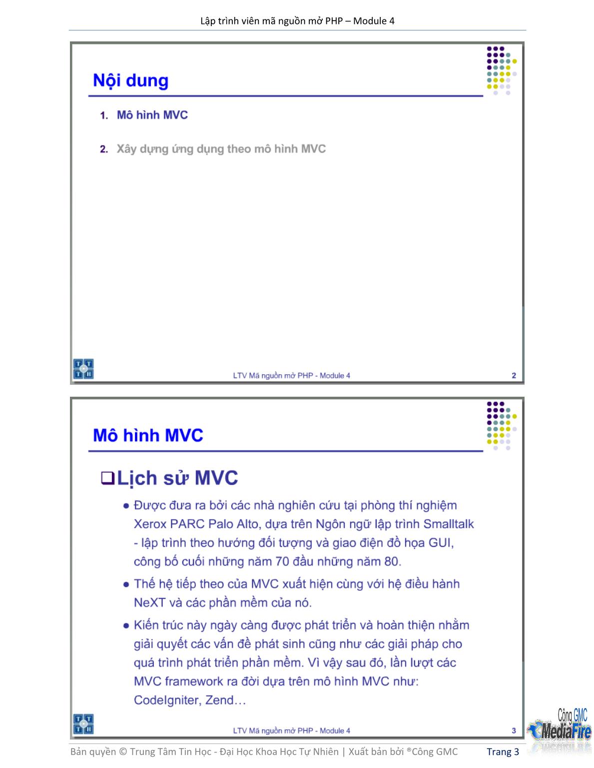 Bài giảng Lập trình viên mã nguồn mở PHP - Module 4, Bài 1: Mô hình MVC - Trường Đại học Khoa học tự nhiên - Đại học Quốc gia TP Hồ Chí Minh trang 3