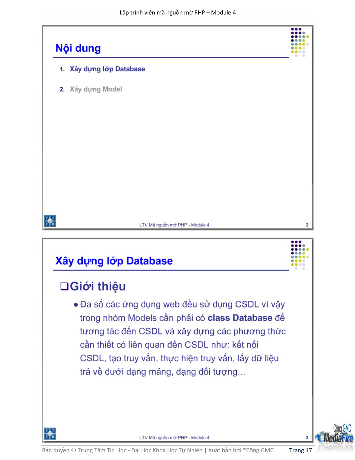 Bài giảng Lập trình viên mã nguồn mở PHP - Module 4, Bài 2: Model - Trường Đại học Khoa học tự nhiên - Đại học Quốc gia TP Hồ Chí Minh trang 2