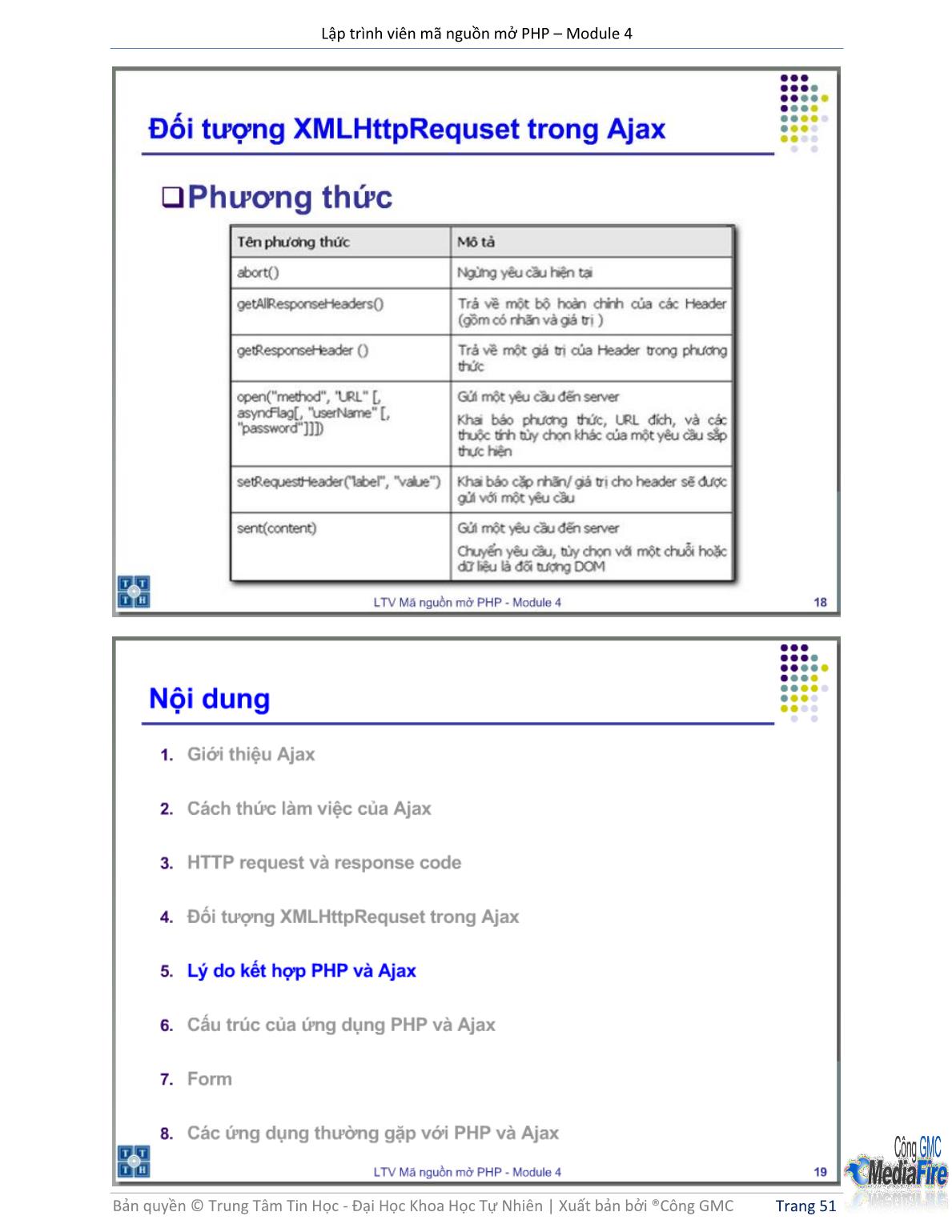 Bài giảng Lập trình viên mã nguồn mở PHP - Module 4, Bài 5: Ajax 1 - Trường Đại học Khoa học tự nhiên - Đại học Quốc gia TP Hồ Chí Minh trang 10