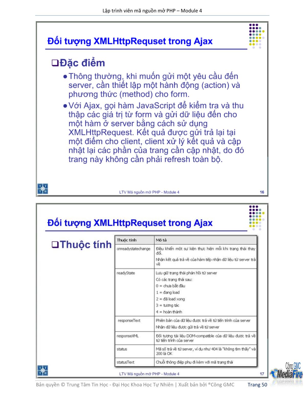 Bài giảng Lập trình viên mã nguồn mở PHP - Module 4, Bài 5: Ajax 1 - Trường Đại học Khoa học tự nhiên - Đại học Quốc gia TP Hồ Chí Minh trang 9