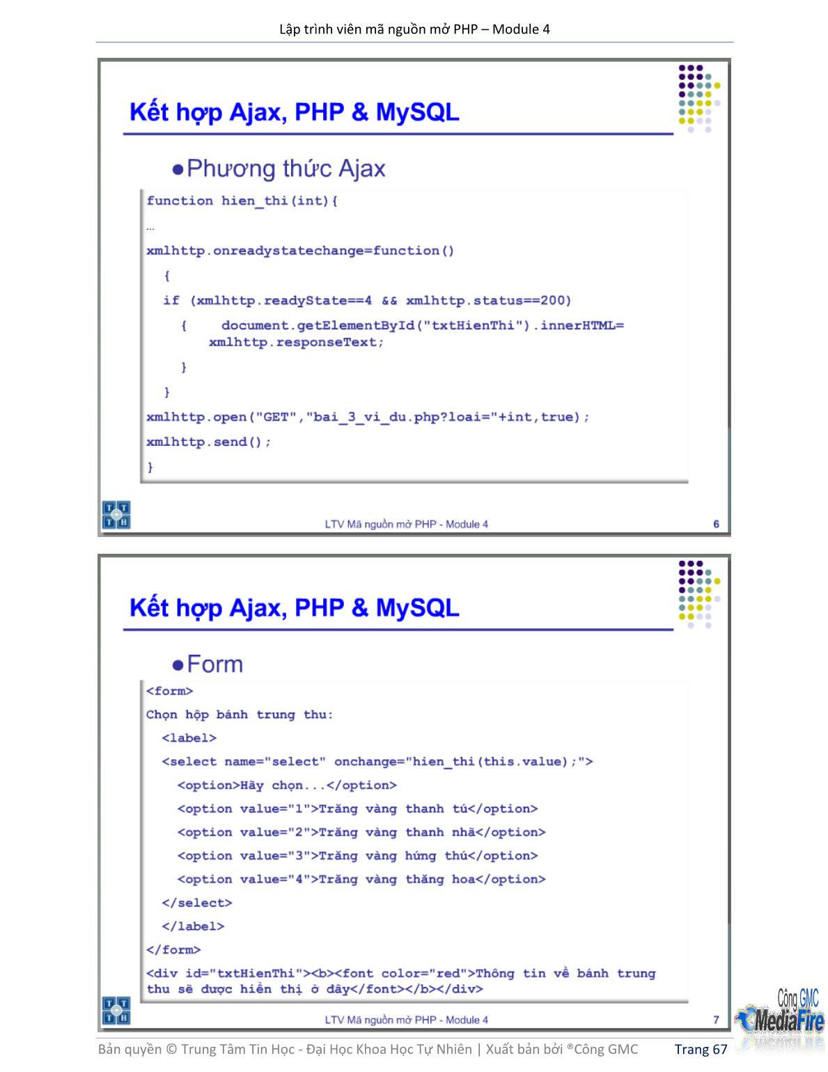 Bài giảng Lập trình viên mã nguồn mở PHP - Module 4, Bài 6: Ajax 2 - Trường Đại học Khoa học tự nhiên - Đại học Quốc gia TP Hồ Chí Minh trang 4