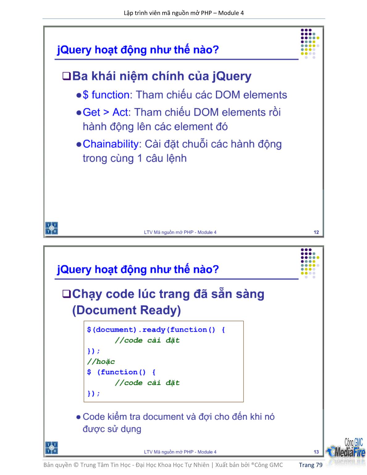Bài giảng Lập trình viên mã nguồn mở PHP - Module 4, Bài 7: JQuery - Trường Đại học Khoa học tự nhiên - Đại học Quốc gia TP Hồ Chí Minh trang 7