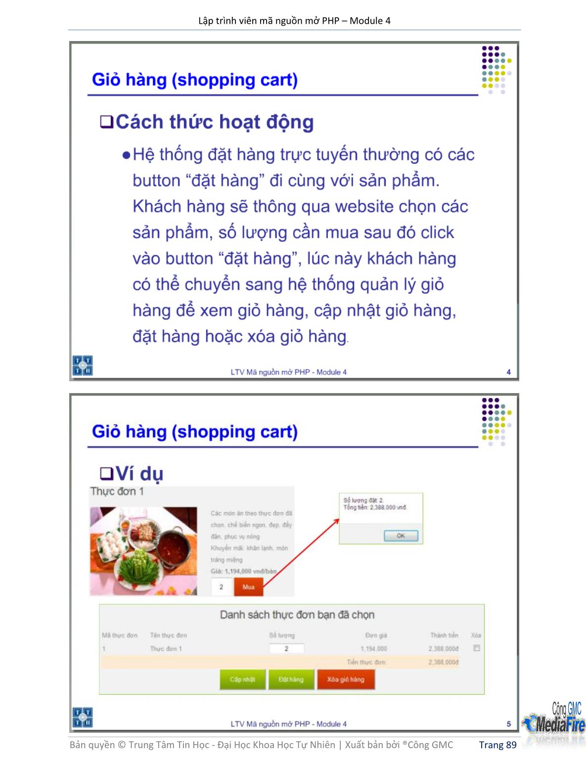Bài giảng Lập trình viên mã nguồn mở PHP - Module 4, Bài 8: Giỏ hàng (Shopping Cart) - Trường Đại học Khoa học tự nhiên - Đại học Quốc gia TP Hồ Chí Minh trang 3