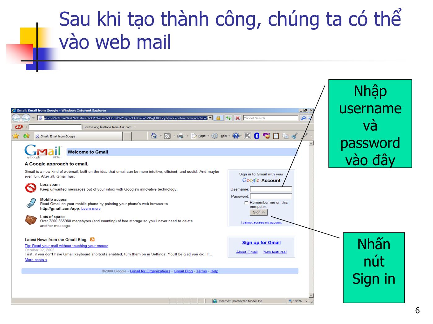 Bài giảng Hệ thống thông tin - Phần I: Tin học căn bản - Chương 4: Hướng dẫn tạo và sử dụng email miễn phí trên mạng - Ngô Văn Linh trang 6