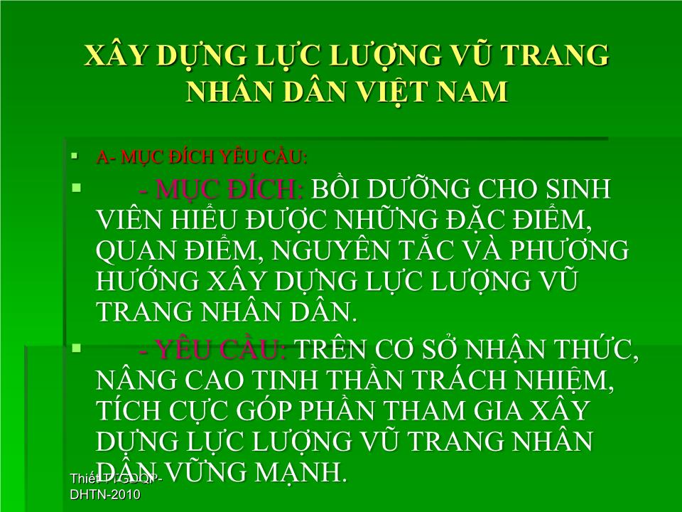 Giáo án Giáo dục Quốc phòng - An ninh - Bài: Xây dựng lực lượng vũ trang nhân dân Việt Nam - Phương Bá Thiết trang 3