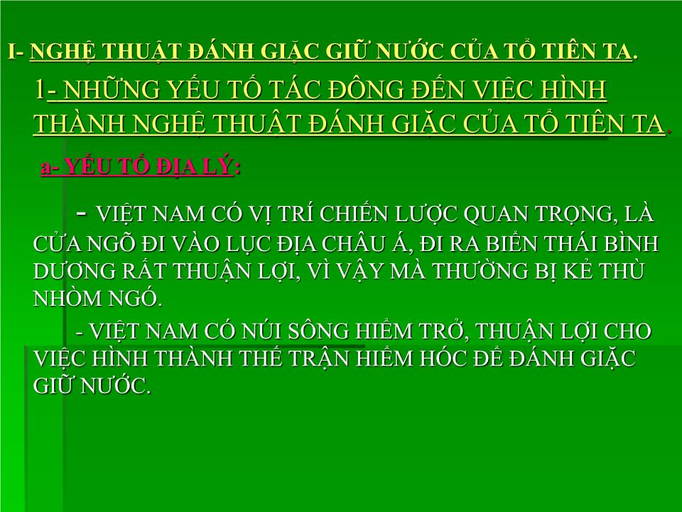 Giáo án Giáo dục Quốc phòng - An ninh - Bài: Nghệ thuật quân sự Việt Nam - Phương Bá Thiết trang 6