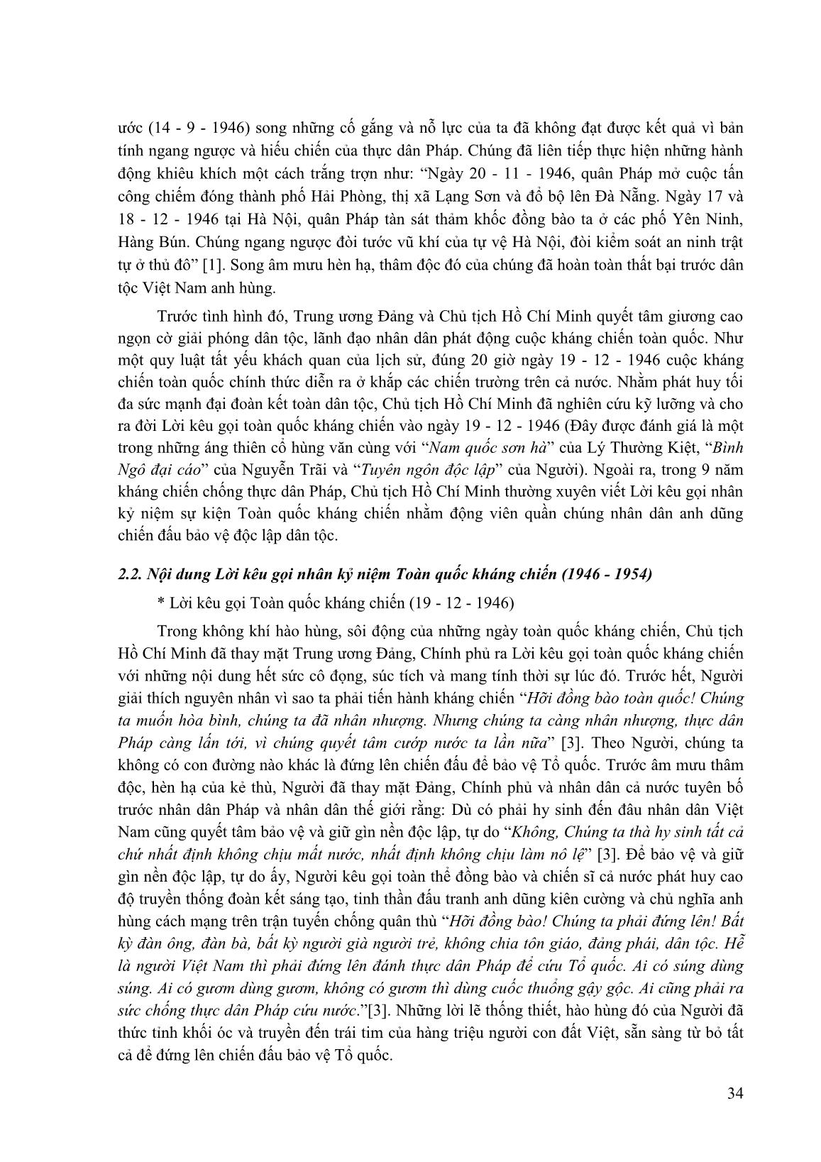 Tìm hiểu lời kêu gọi nhân kỷ niệm toàn quốc kháng chiến của chủ tịch Hồ Chí Minh trang 2