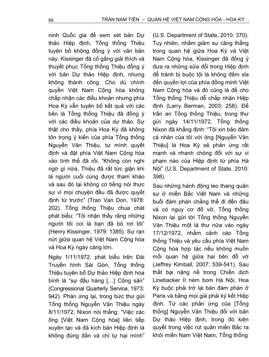 Quan hệ Việt Nam cộng hòa - Hoa Kỳ trong hội nghị Paris (1968 - 1973) trang 10