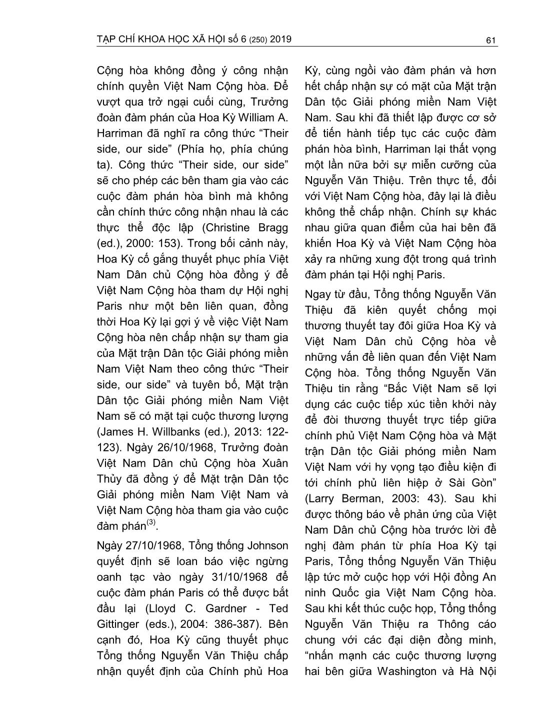 Quan hệ Việt Nam cộng hòa - Hoa Kỳ trong hội nghị Paris (1968 - 1973) trang 5
