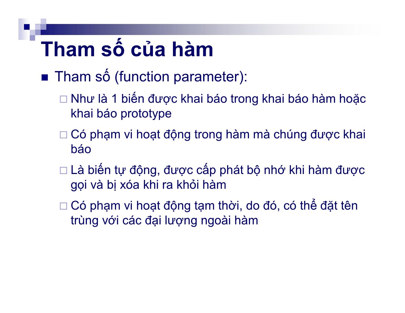 Bài giảng Kỹ thuật lập trình - Chương 4: Hàm - Nguyễn Thị Hiền trang 8