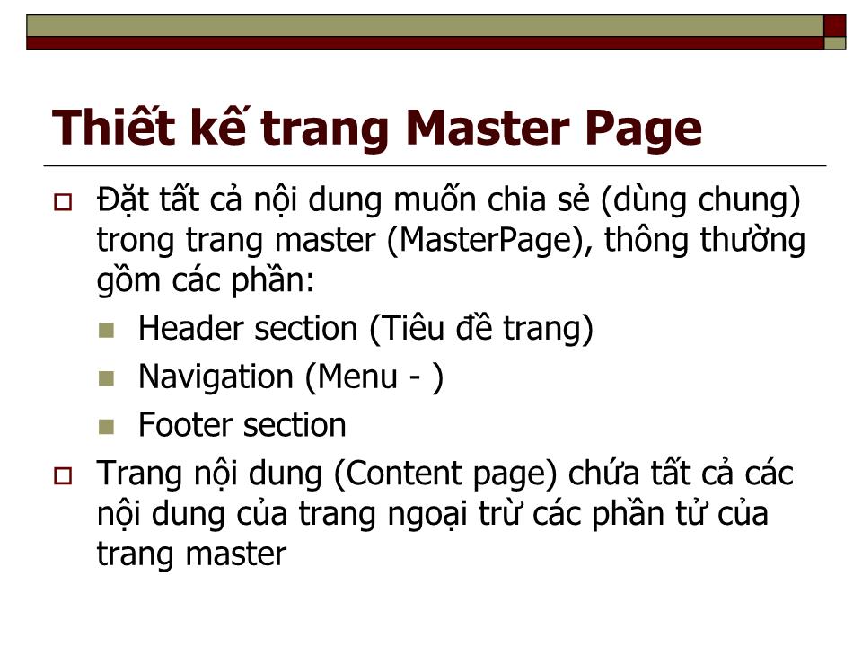 Bài giảng Phát triển web nâng cao - Chương IV: Master page trang 5