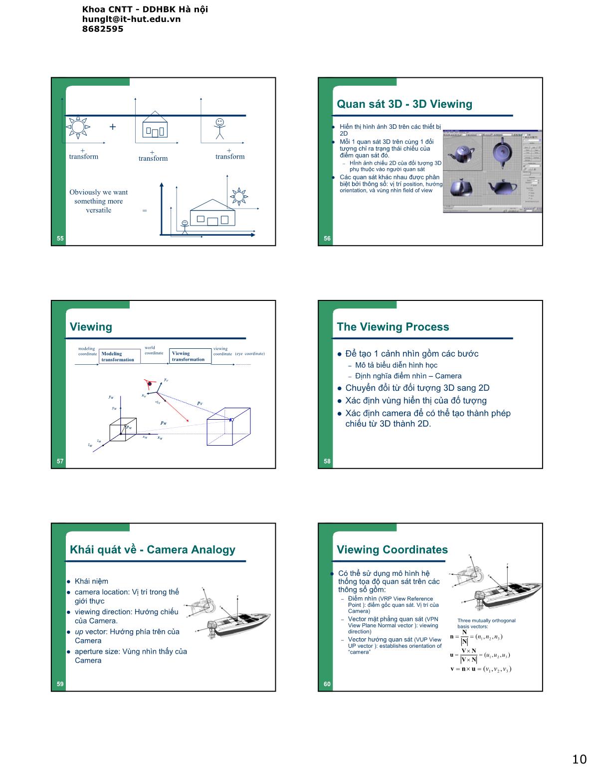 Bài giảng Đồ họa và hiện thực ảo - Lesson 4: Các phép biến đổi Đồ hoạ trang 10