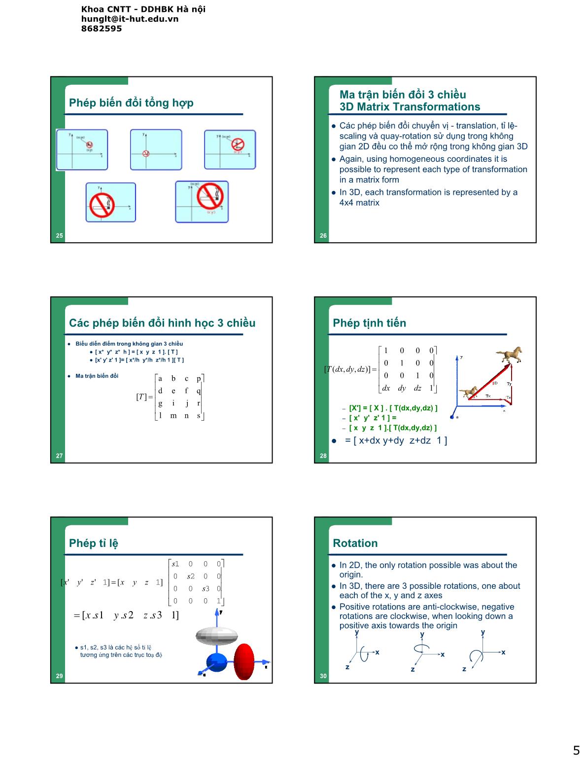 Bài giảng Đồ họa và hiện thực ảo - Lesson 4: Các phép biến đổi Đồ hoạ trang 5