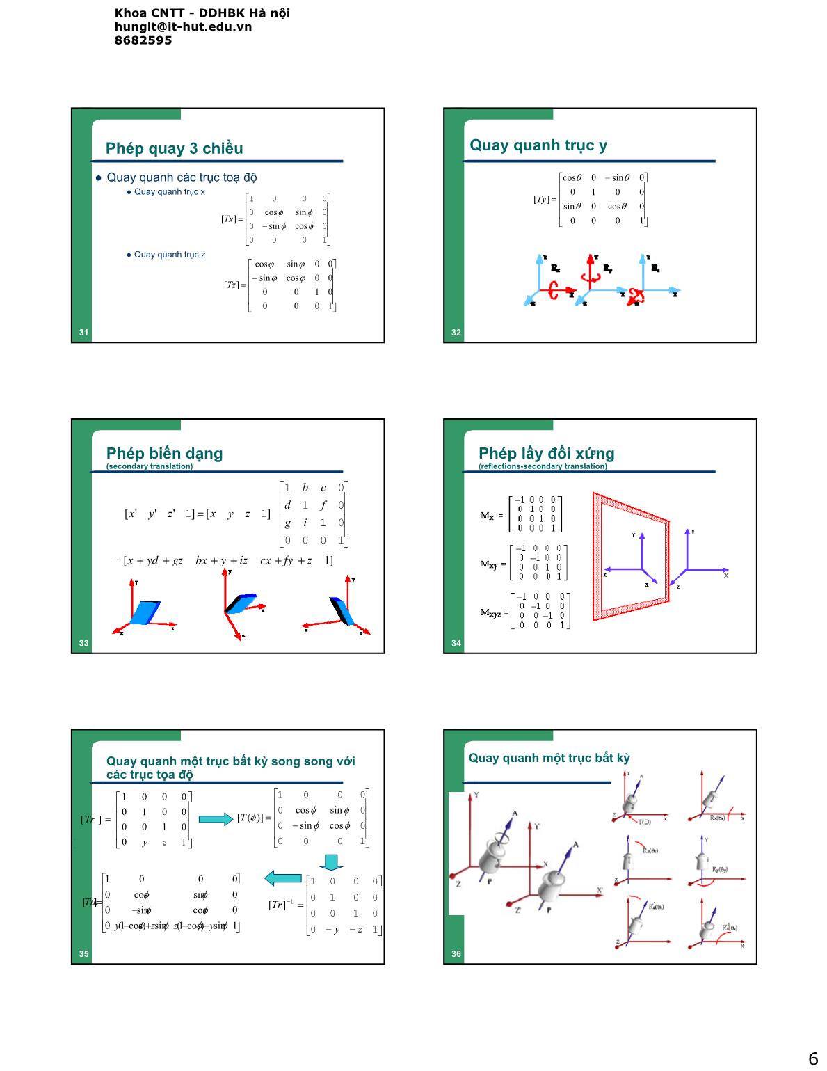 Bài giảng Đồ họa và hiện thực ảo - Lesson 4: Các phép biến đổi Đồ hoạ trang 6