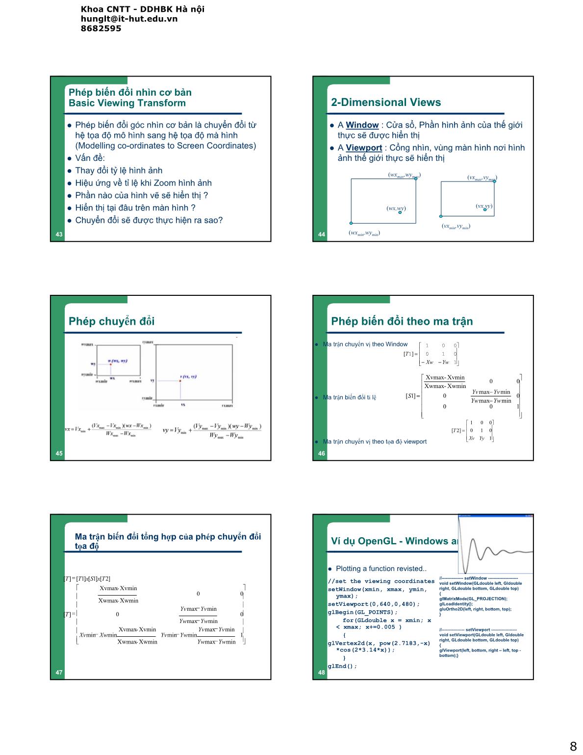 Bài giảng Đồ họa và hiện thực ảo - Lesson 4: Các phép biến đổi Đồ hoạ trang 8