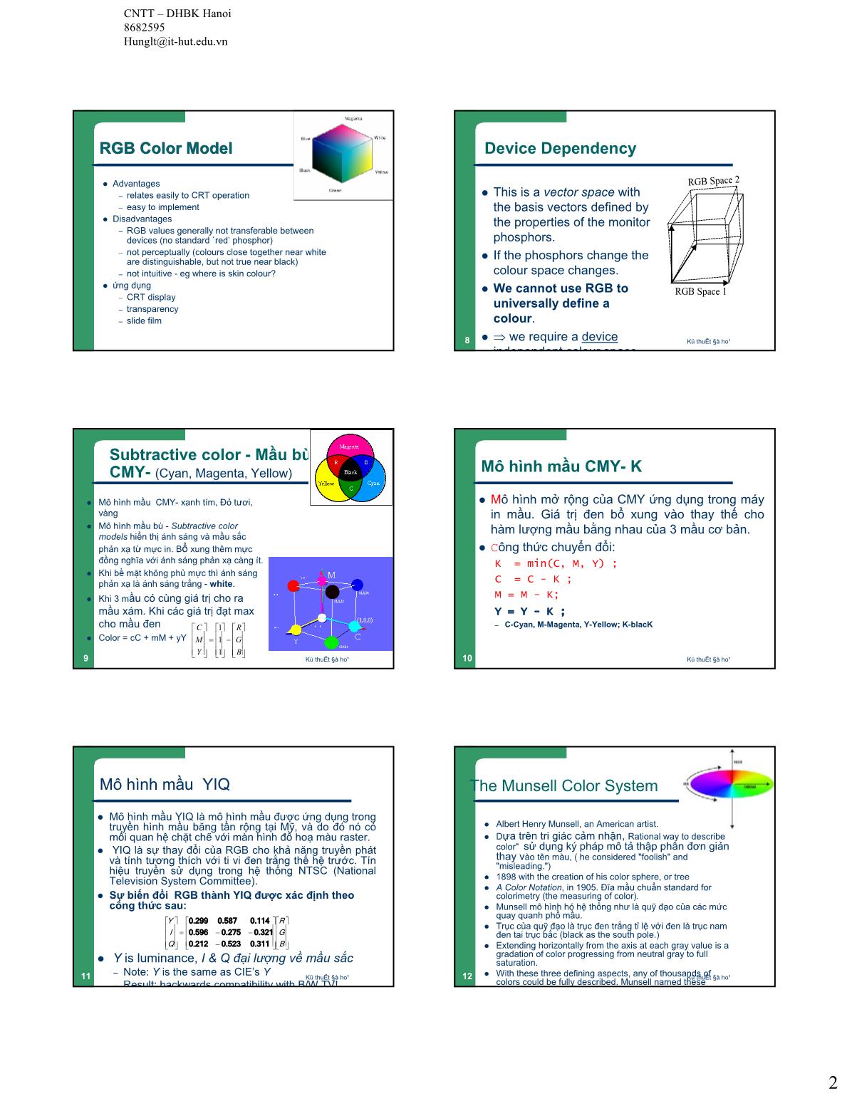 Bài giảng Đồ họa và hiện thực ảo - Lesson 6: Màu sắc trong đồ họa – Color model trang 2