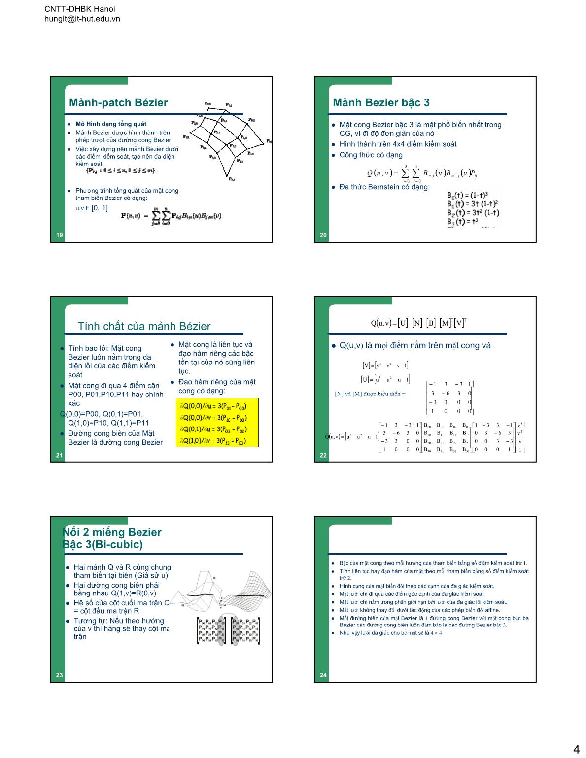 Bài giảng Đồ họa và hiện thực ảo - Lesson 8: Mô hình bề mặt – Surface Các phương pháp xây dựng trang 4