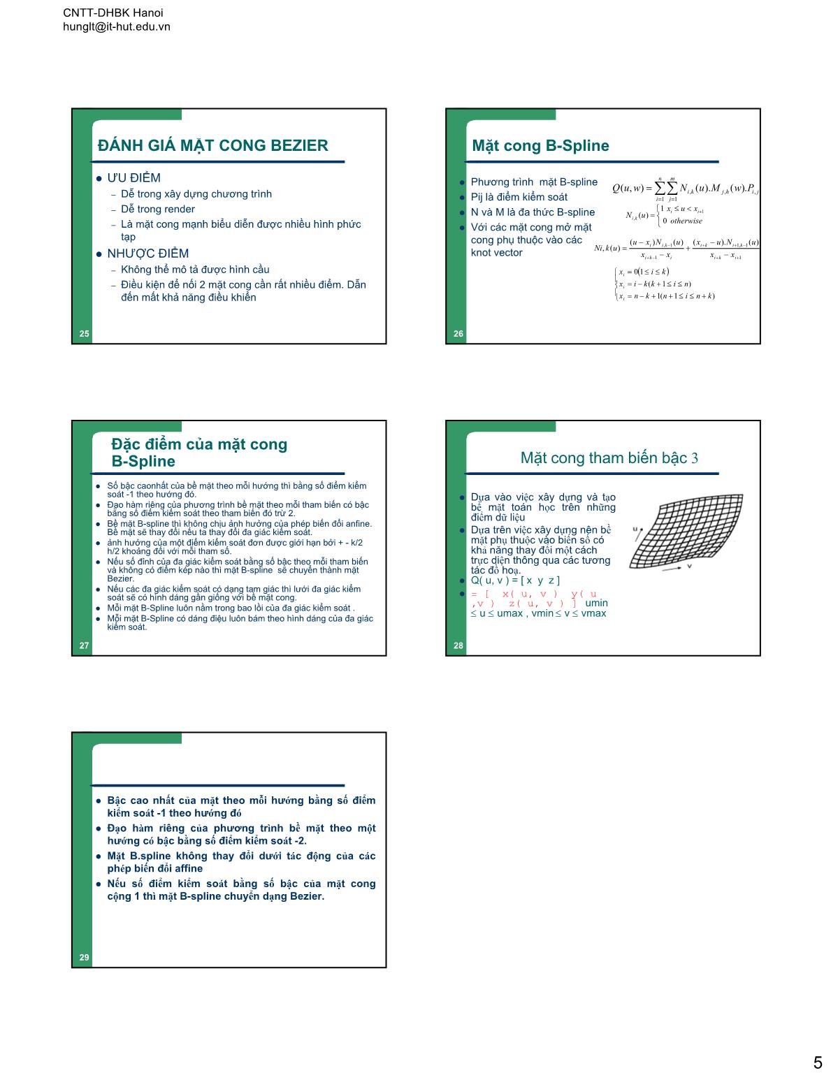 Bài giảng Đồ họa và hiện thực ảo - Lesson 8: Mô hình bề mặt – Surface Các phương pháp xây dựng trang 5