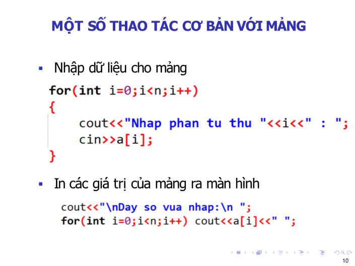 Bài giảng Tin học đại cương - Bài: Mảng một chiểu, hai chiểu - Nguyễn Thị Phương Thảo trang 10