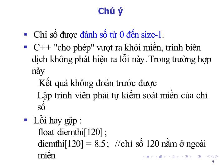 Bài giảng Tin học đại cương - Bài: Mảng một chiểu, hai chiểu - Nguyễn Thị Phương Thảo trang 9