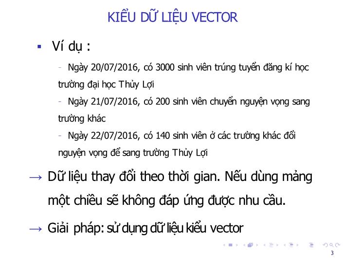Bài giảng Tin học đại cương - Bài: Vector - Nguyễn Thị Phương Thảo trang 3