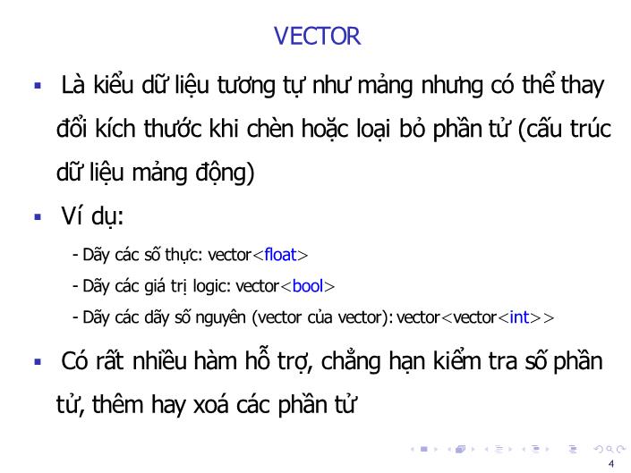 Bài giảng Tin học đại cương - Bài: Vector - Nguyễn Thị Phương Thảo trang 4