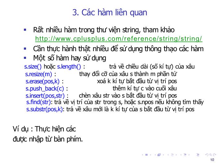 Bài giảng Tin học đại cương - Bài: String - Nguyễn Thị Phương Thảo trang 10