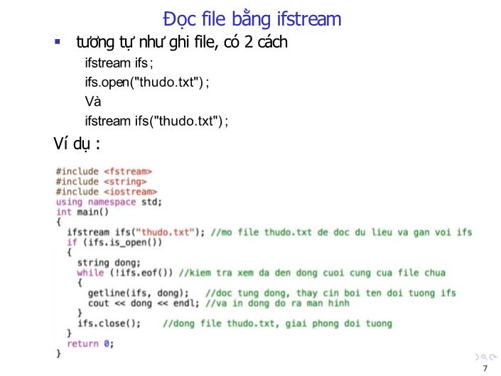 Bài giảng Tin học đại cương - Bài: Nhập, xuất file, struct - Nguyễn Thị Phương Thảo trang 7