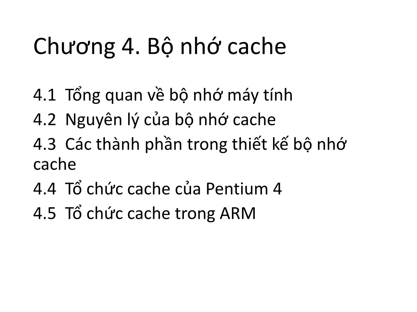 Bài giảng Kiến trúc máy tính - Chương 4: Bộ nhớ cache trang 1