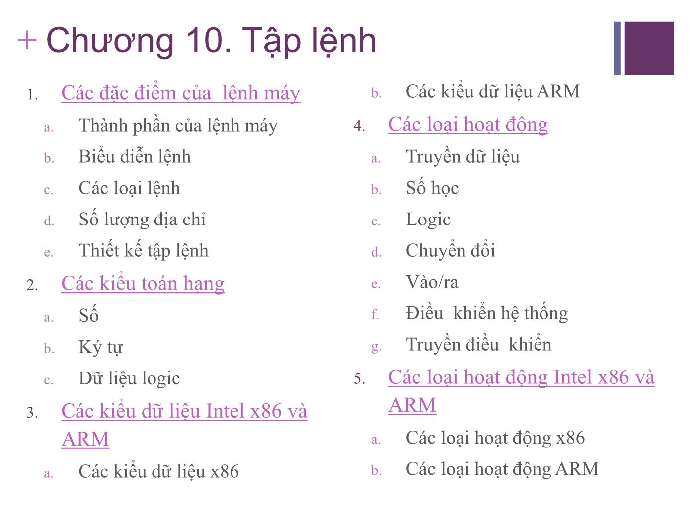 Bài giảng Kiến trúc máy tính - Chương 10: Tập lệnh: Đặc điểm và chức năng trang 3