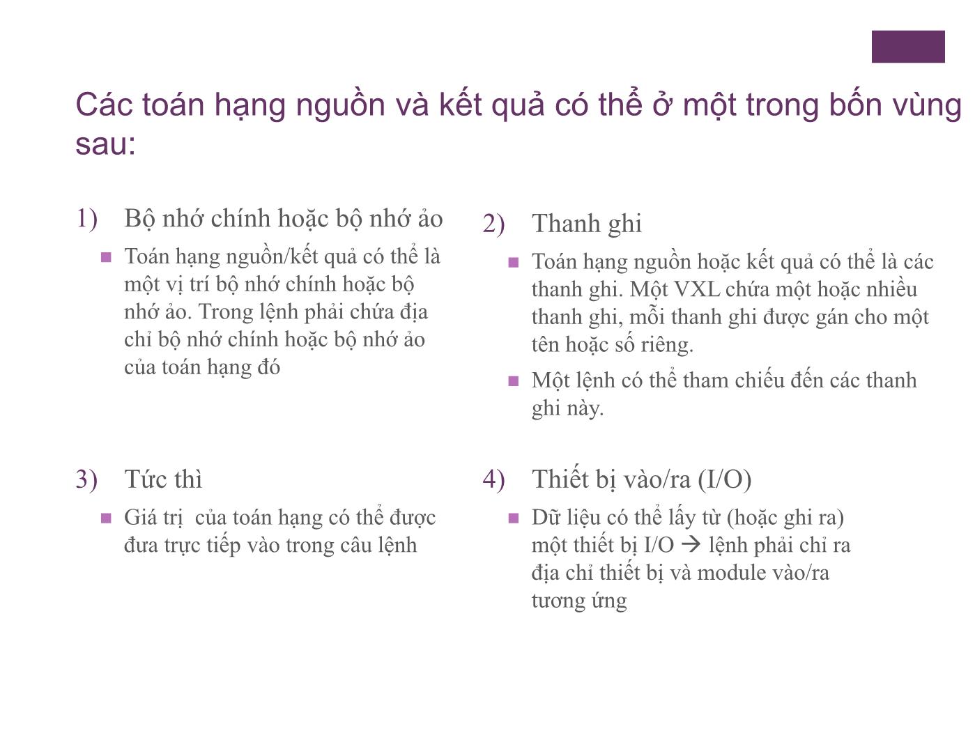 Bài giảng Kiến trúc máy tính - Chương 10: Tập lệnh: Đặc điểm và chức năng trang 7