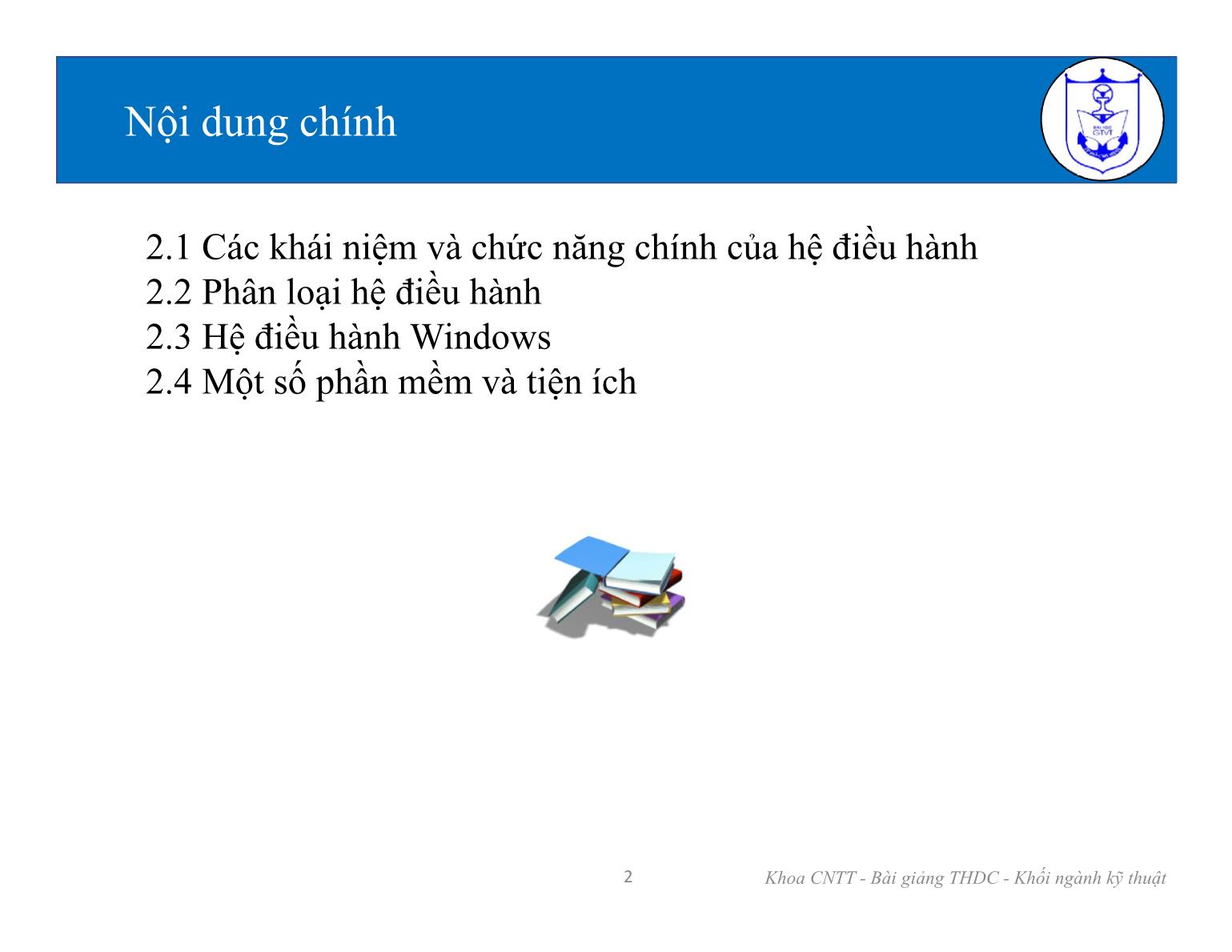 Bài giảng Tin học đại cương 1 - Chương 2: Hệ điều hành và các chương trình tiện ích trang 2