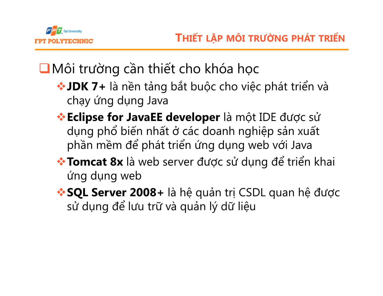 Bài giảng Lập trình Java 5 - Bài 1: Giới thiệu spring MVC - Trường Đại học FPT trang 8