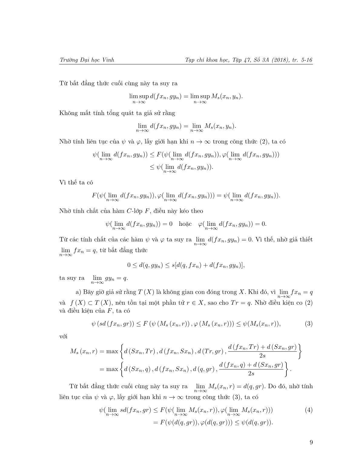 Điểm bất động chung của các ánh xạ co nhờ hàm C-lớp với tính chất (E.A) trong không gian b-Mêtric trang 5