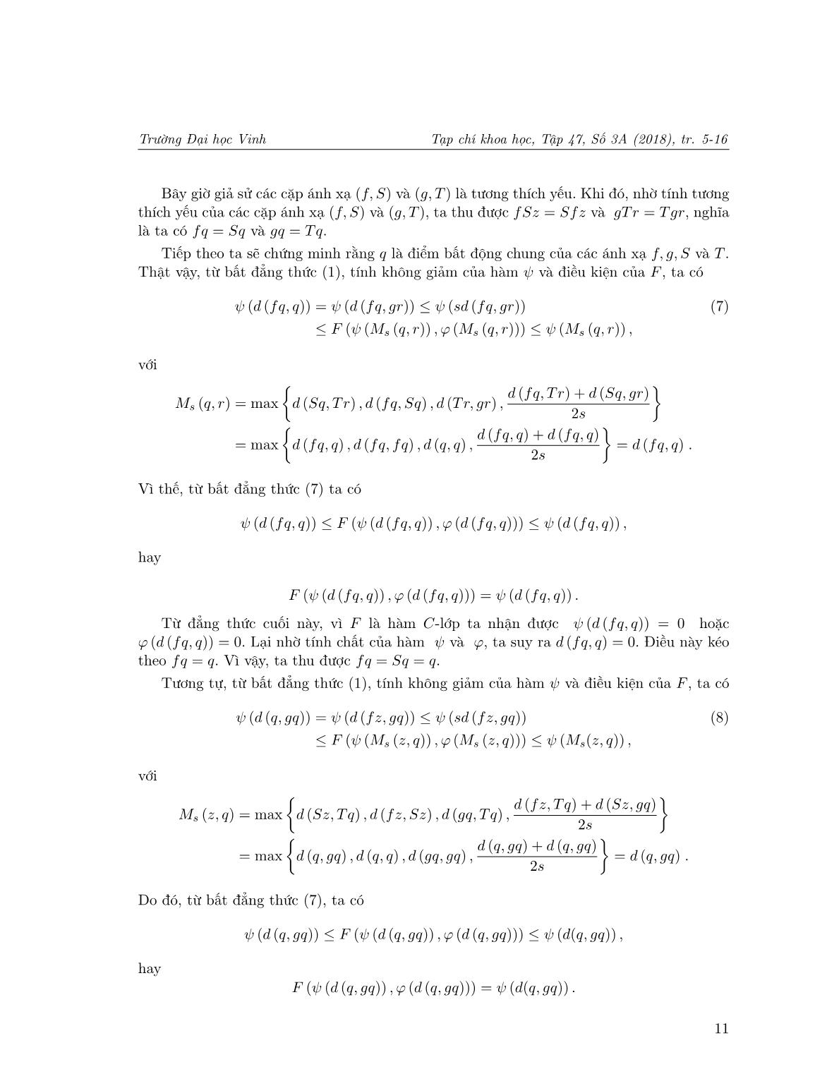 Điểm bất động chung của các ánh xạ co nhờ hàm C-lớp với tính chất (E.A) trong không gian b-Mêtric trang 7