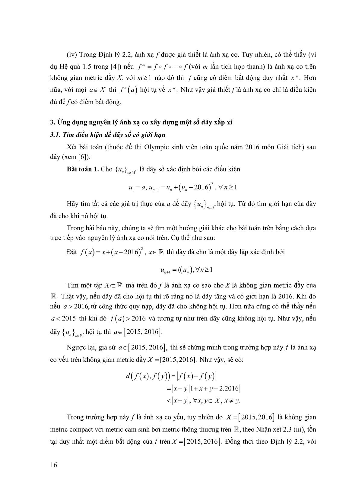 Một số ứng dụng của nguyên lý ánh xạ co trong không gian Metric trang 3