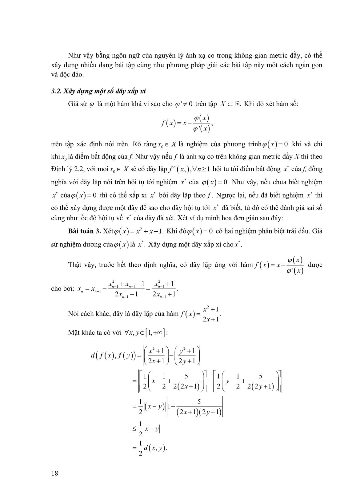 Một số ứng dụng của nguyên lý ánh xạ co trong không gian Metric trang 5