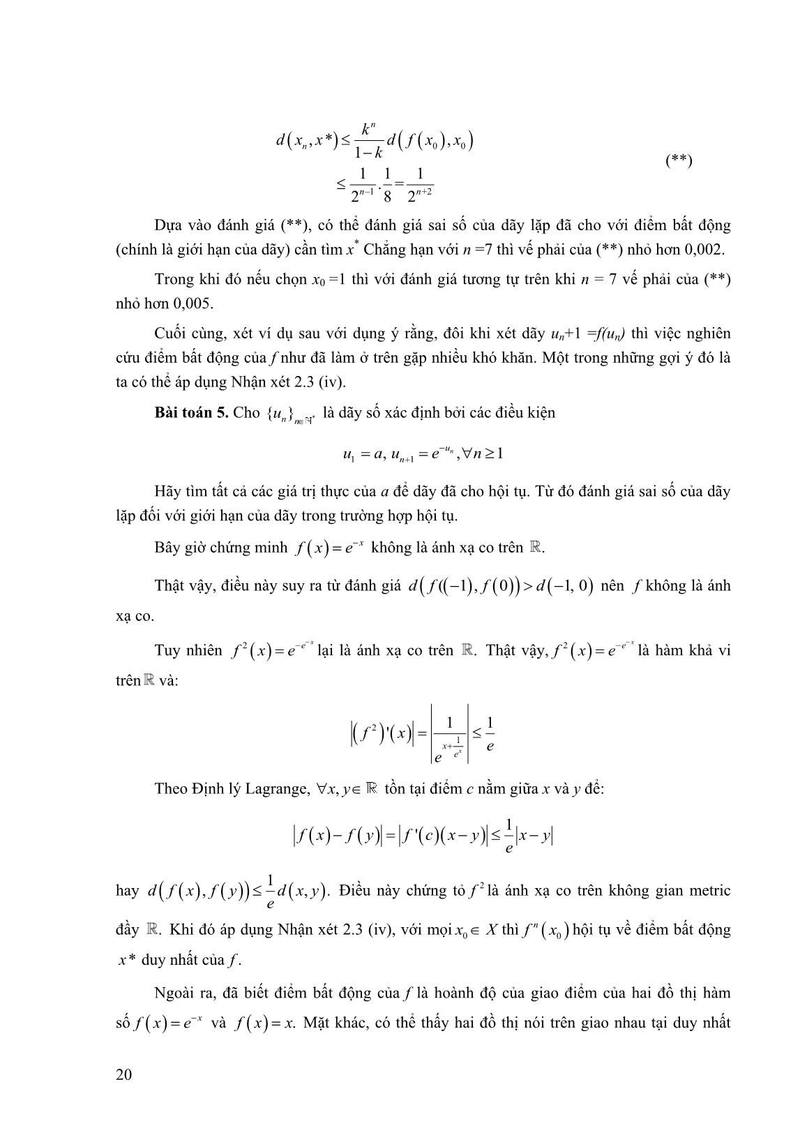 Một số ứng dụng của nguyên lý ánh xạ co trong không gian Metric trang 7