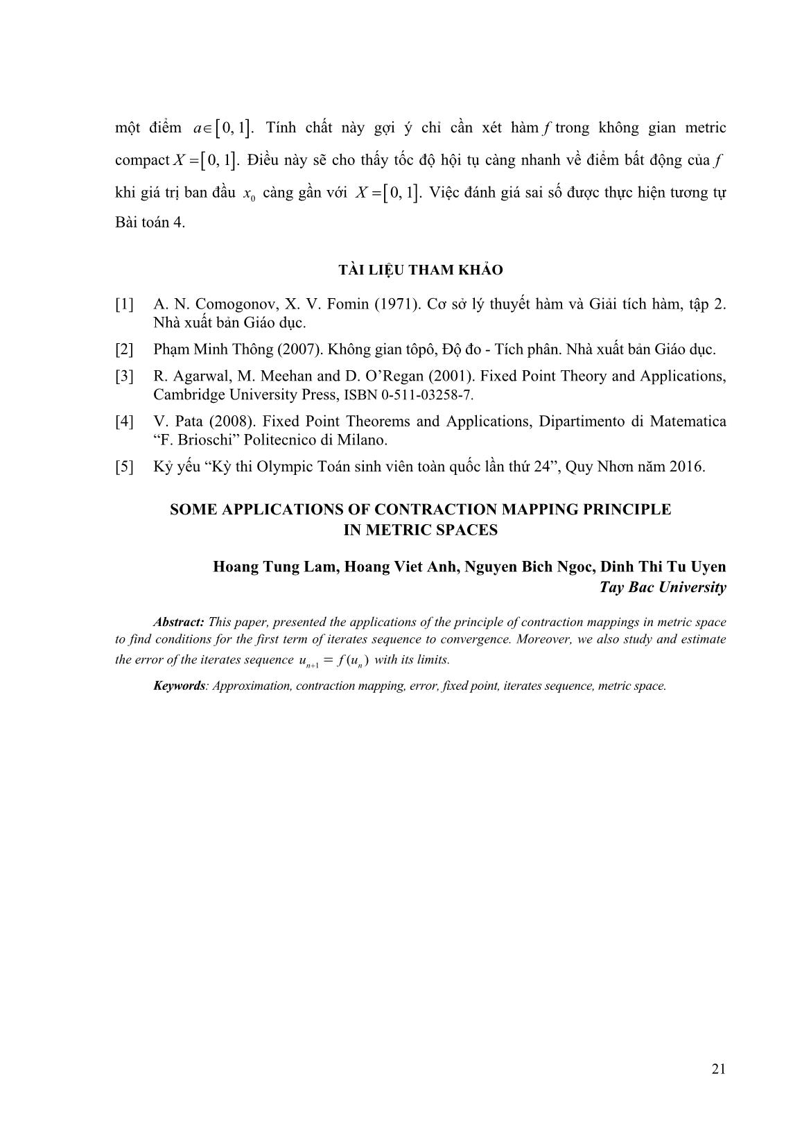 Một số ứng dụng của nguyên lý ánh xạ co trong không gian Metric trang 8